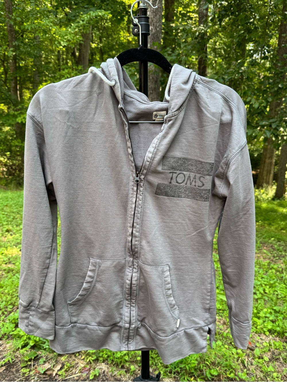 11. TOMS Gray Zip-Up Hoodie